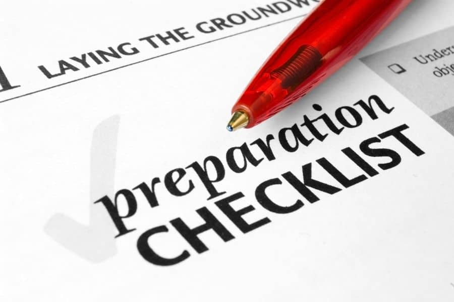 Close-up of Preparation Checklist with Red Pen
