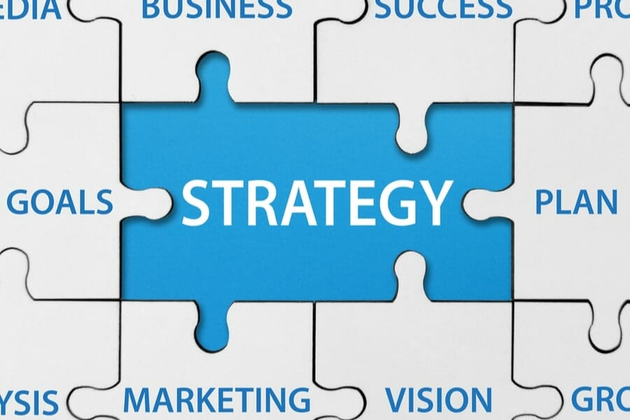 Business strategy concept with jigsaw puzzle