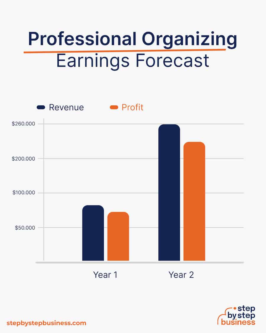 Professional Organizing business earnings forecast