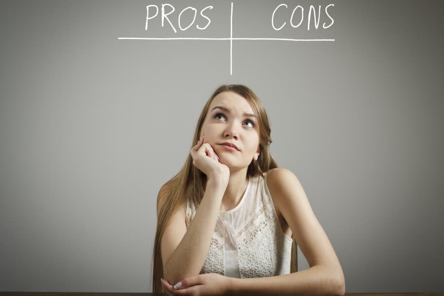 woman thinking for pros and cons on her business