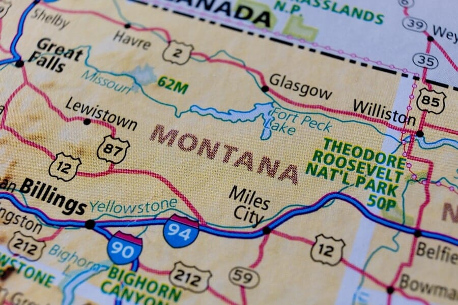 Map of the State of Montana, USA