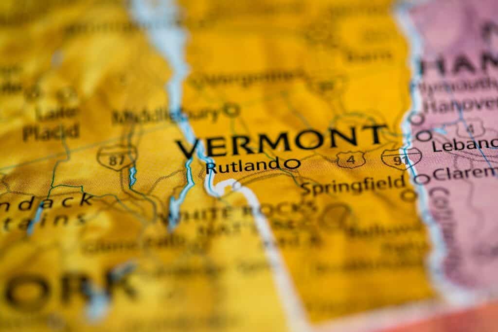 close up map in vermont