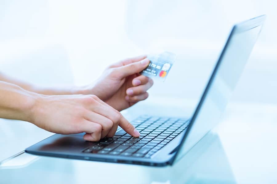 man using laptop for online banking