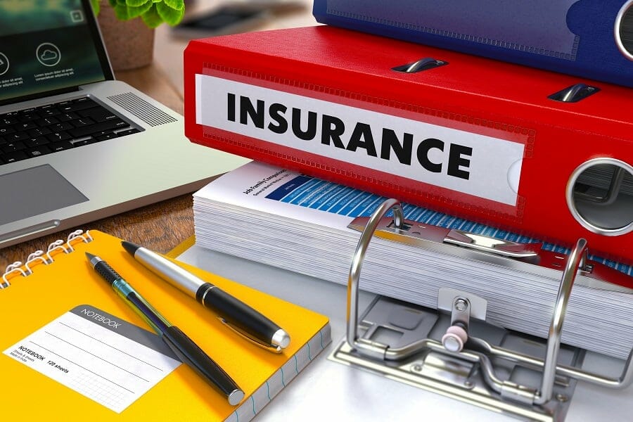 binders document files in the office business insurance concept