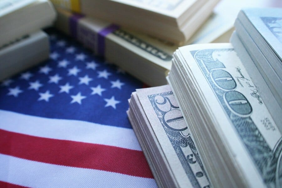 money tax with american flag concept
