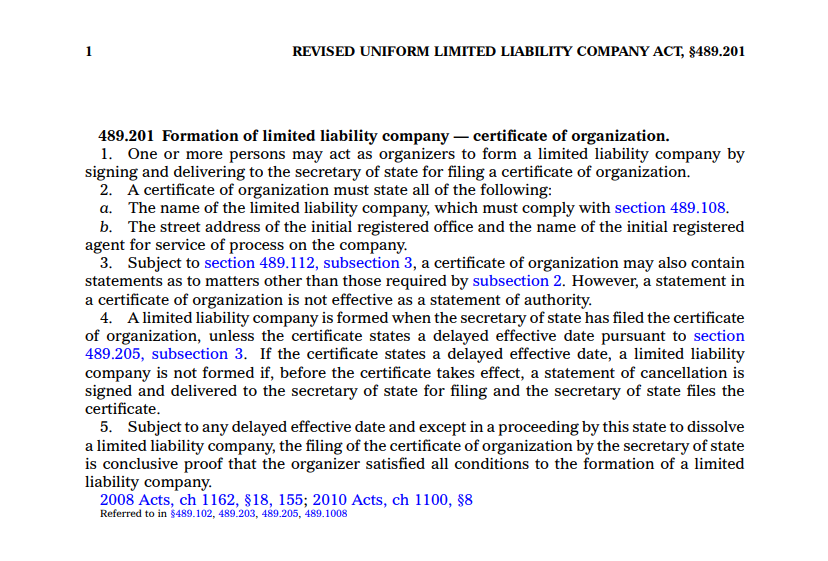 Certificate of Organization for LLC Guidelines