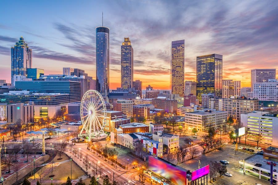 skyline view downtown georgia, usa