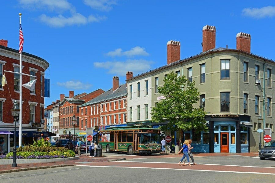 street view in downtown of new hampshire, usa