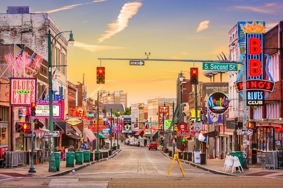 street view of tennessee at dawn background concept