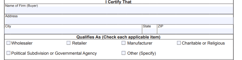 Colorado Certificate of Resale Online Form