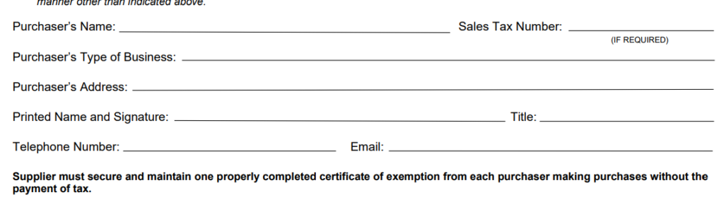 Georgia Certificate of Resale Form