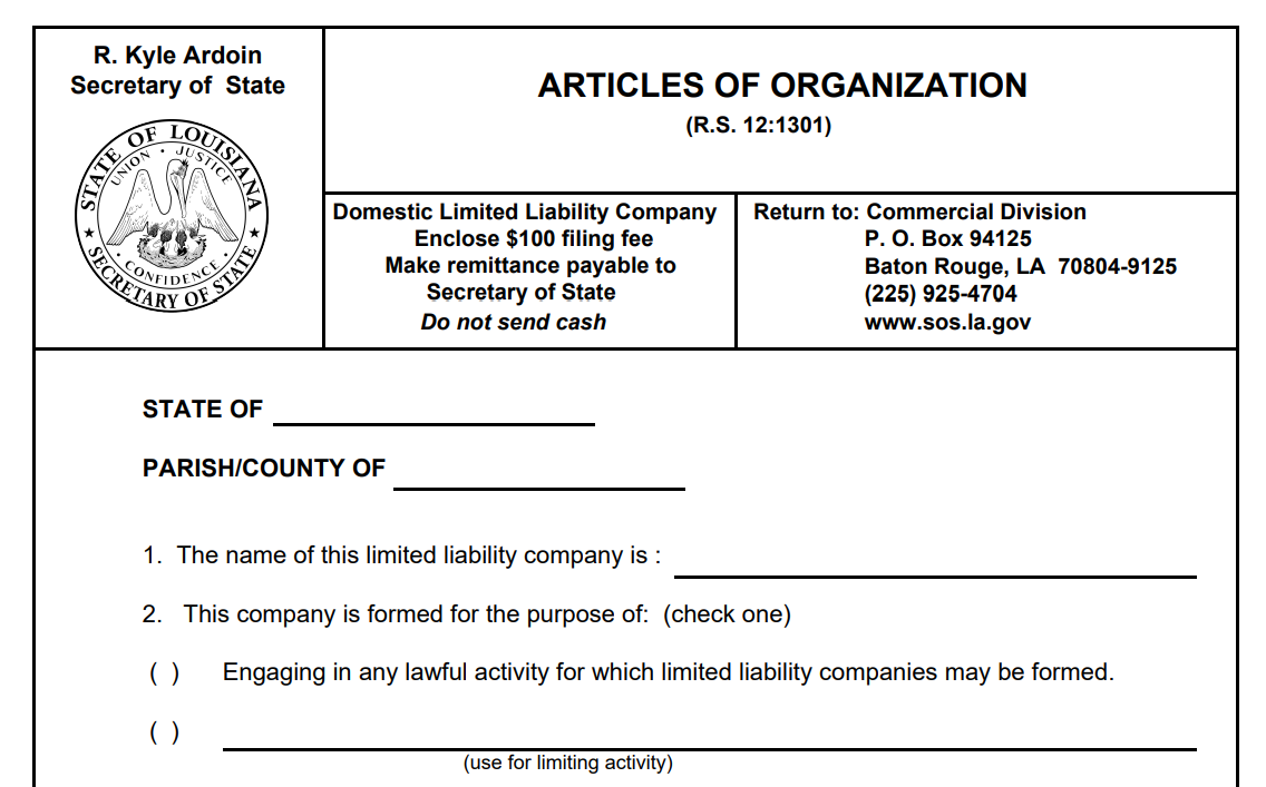 Louisiana Registered Agent for an LLC - Step By Step Business