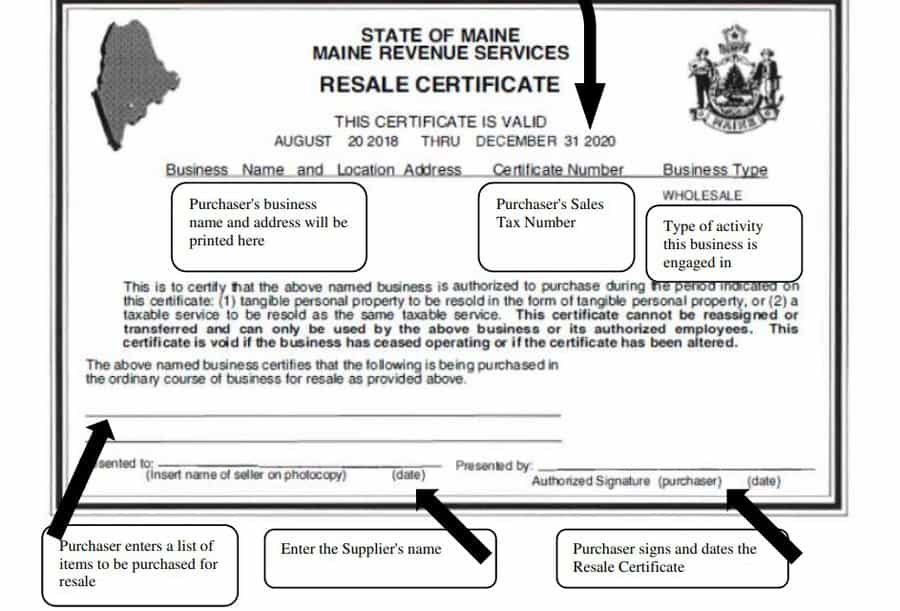 How to Get a Resale Certificate in Maine Step By Step Business