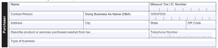 Missouri Exemption Certificate Form