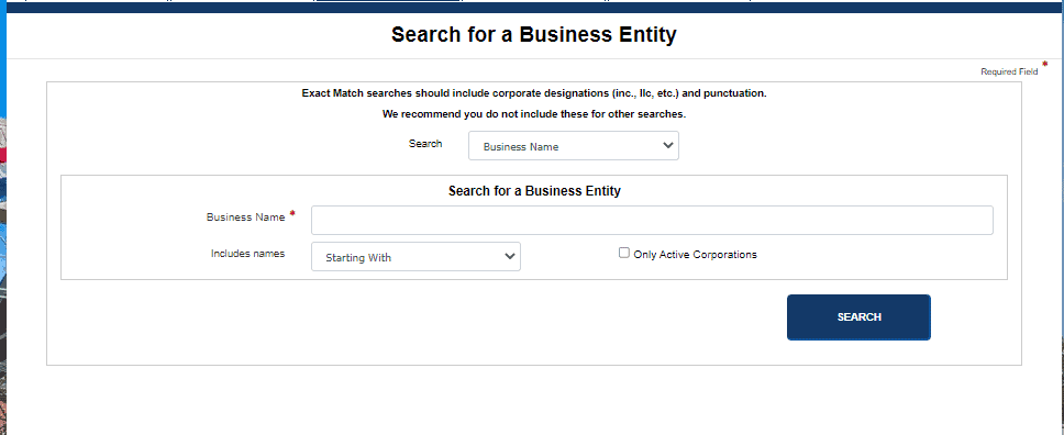 Missouri Business Entity Search Form