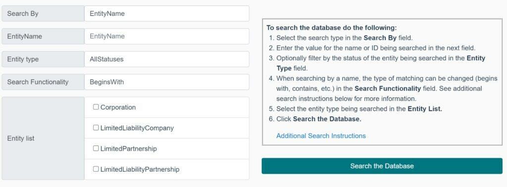 New York Business Entity Search Form