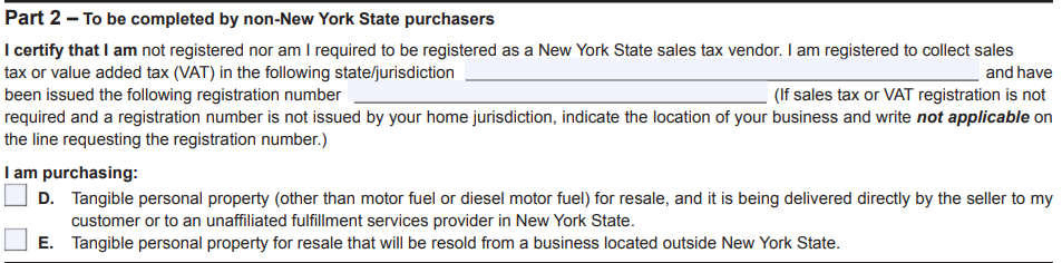 New York Resale Certificate Form