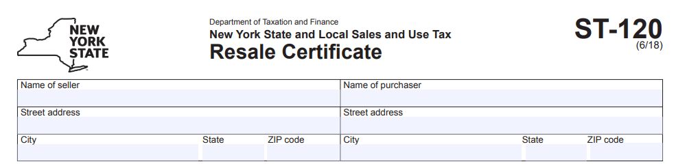 New York Resale Certificate Form