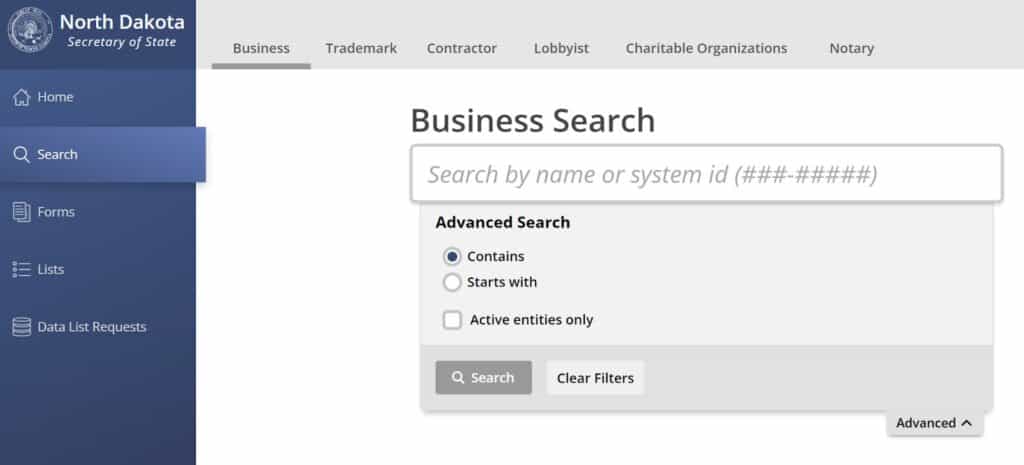 North Dakota Business Entity Search