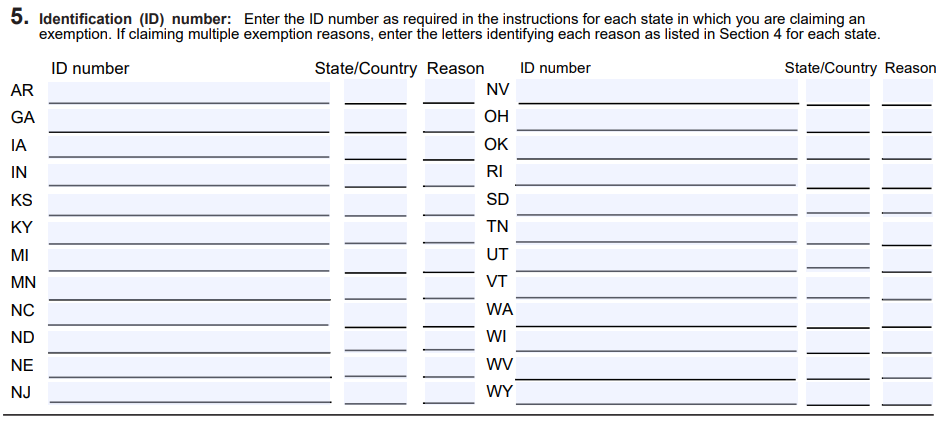 Ohio Certificate of Exemption Form