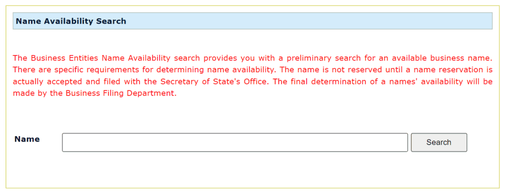 Oklahoma Business Entity Search Form
