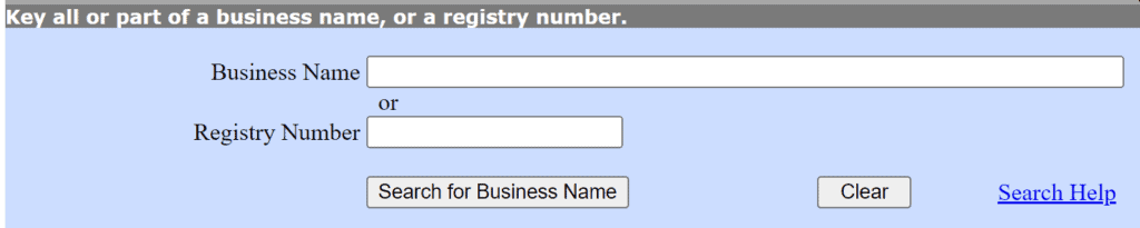 Oregon Business Entity Search Form