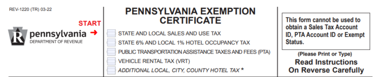 How To Get An Exemption Certificate In Pennsylvania   Pennsylvania Exemption Certificate 768x158 