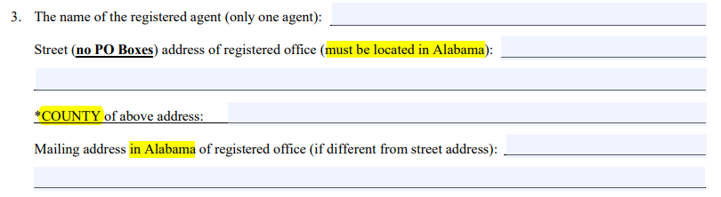 Registered Agent in Alabama Form
