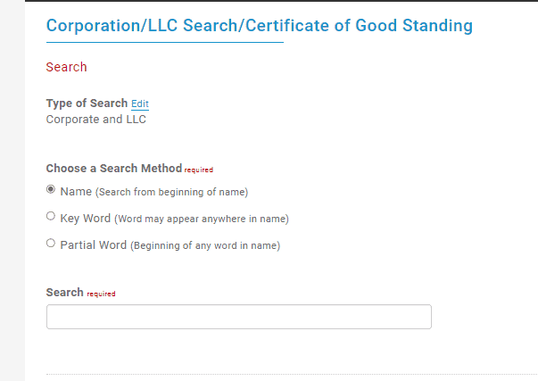 Illinois Business Entity Search Form