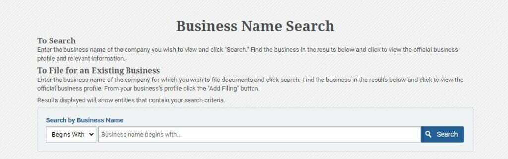 South Carolina Business Name Search Form
