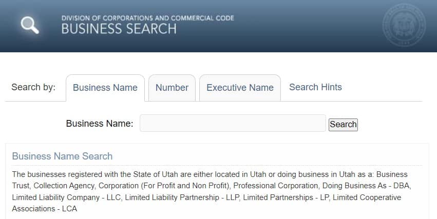 Utah business entity search