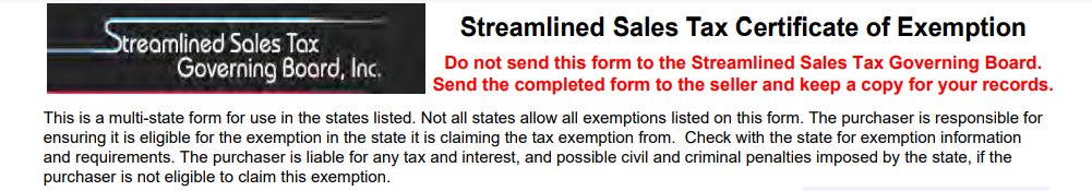 Washington Sales Tax Certificate of Exemption