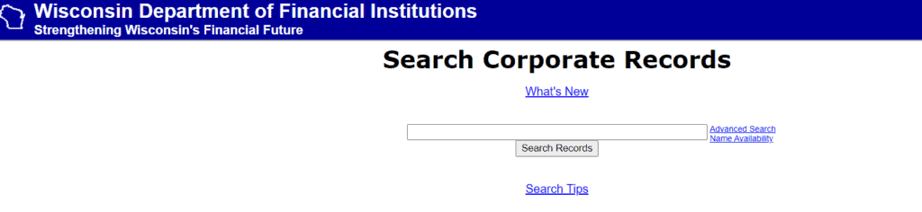 Wisconsin Business Entity Search