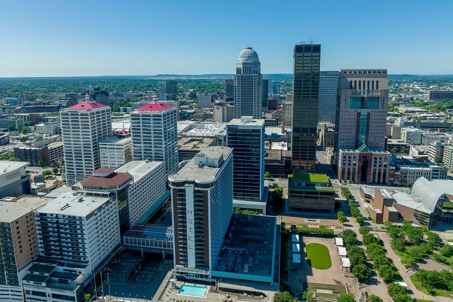 aerial view of downtown kentucky, usa