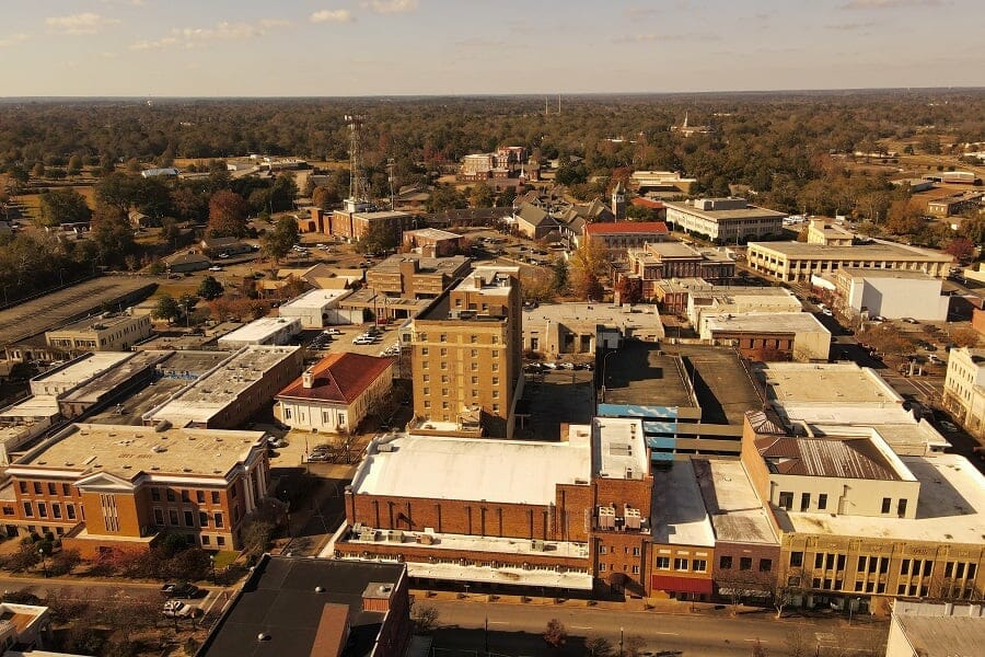 aerial view of mississippi state, usa