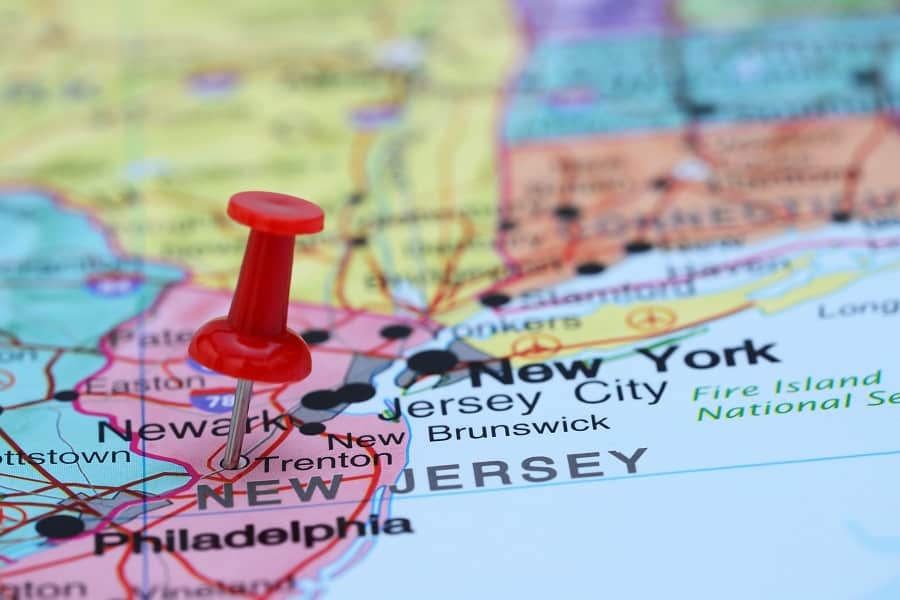 close up view state map of new jersey