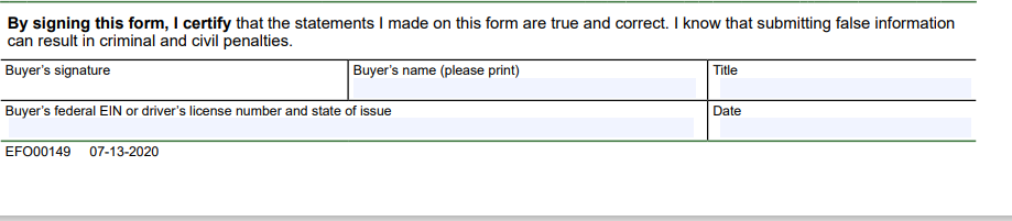 Idaho Certificate of Resale Form