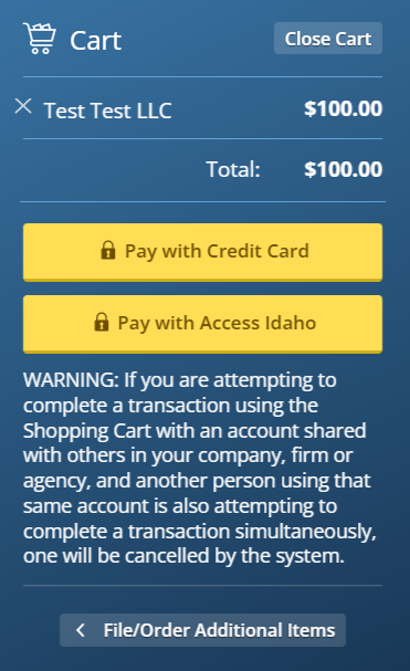 Certificate of Organization in Idaho Filing Fee