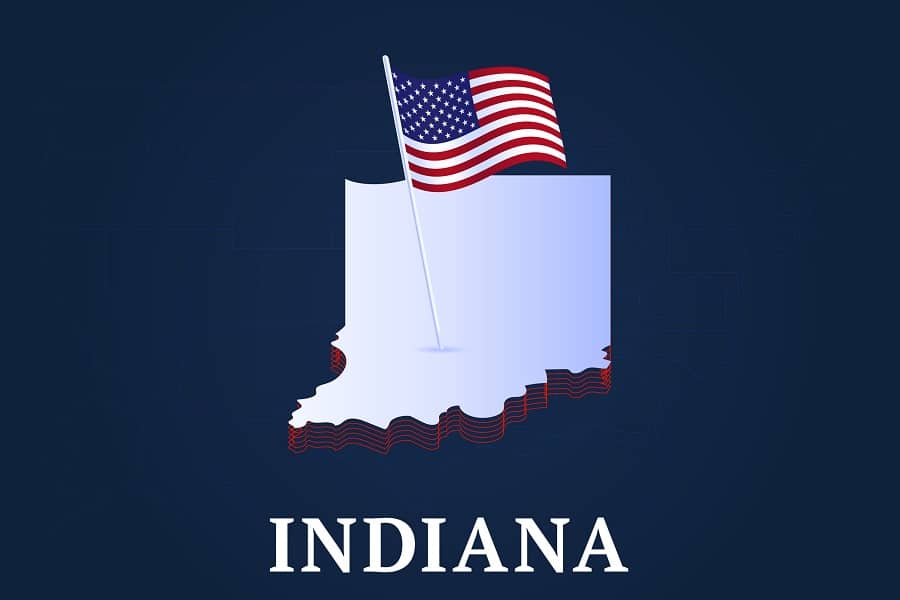 isometric state map of indiana, usa
