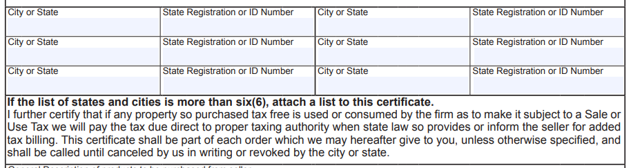 Colorado Certificate of Resale Online Form