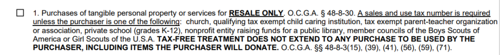 Georgia Certificate of Resale Form