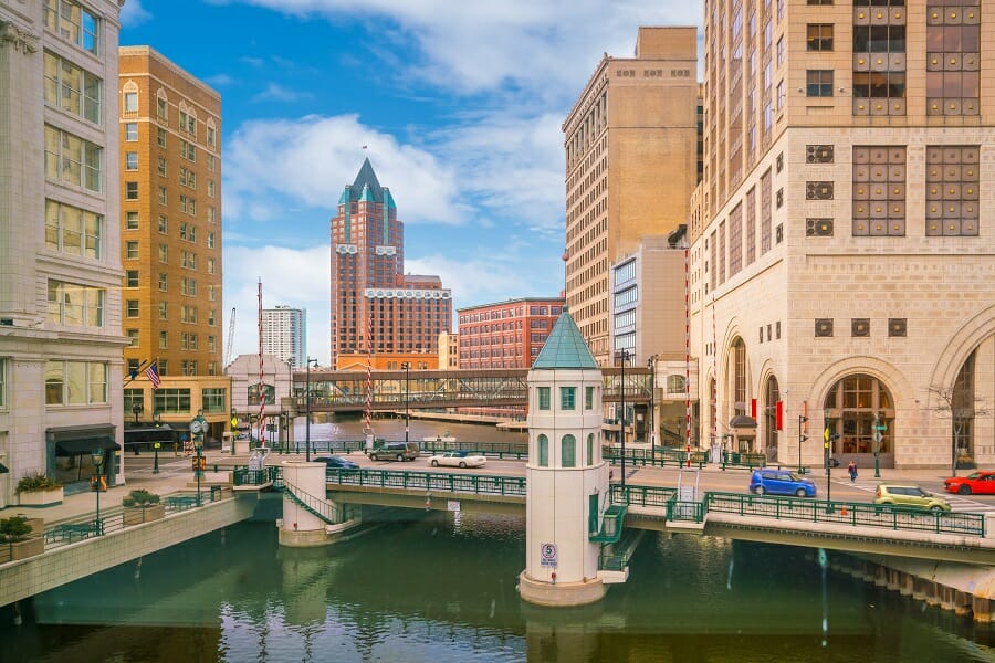 skyline view downtown of wisconsin, usa