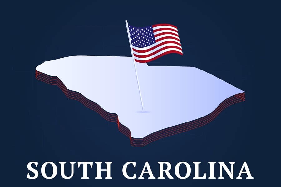 south carolina state isometric map, usa