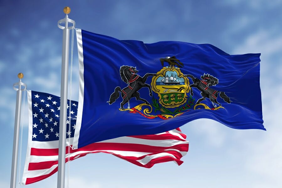 stage flag of pennsylvania, usa