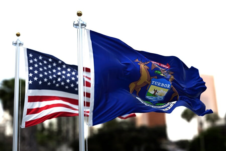 state flag of michigan, usa