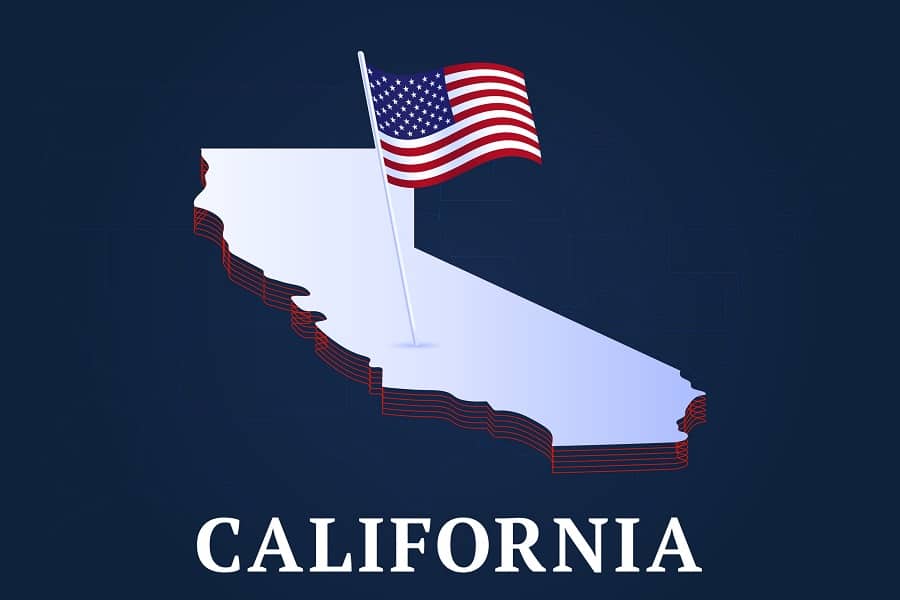 state map of california and usa national flag