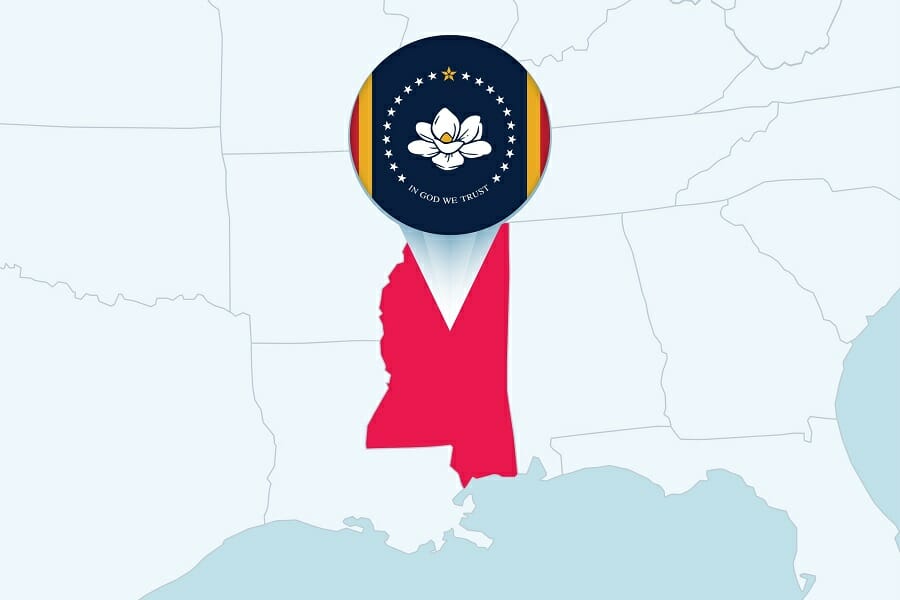 state map of mississippi, usa