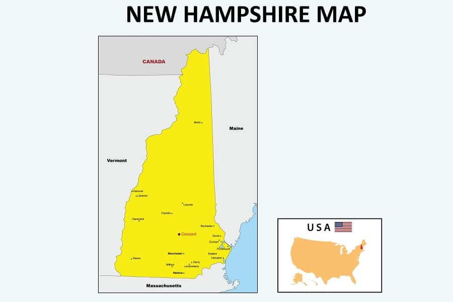 state map of new hampshire, usa