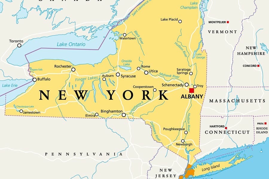 state map of new york, usa