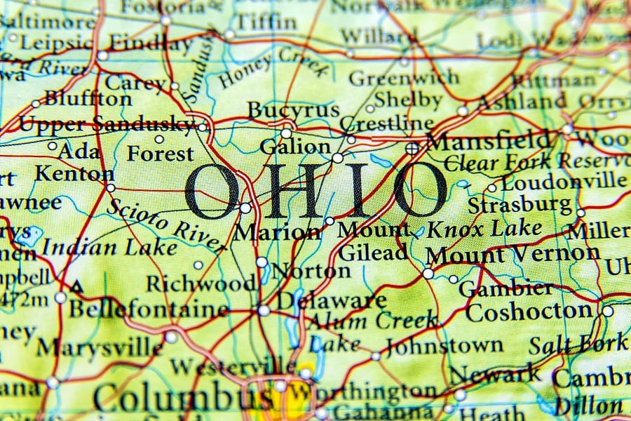 state map of ohio, usa